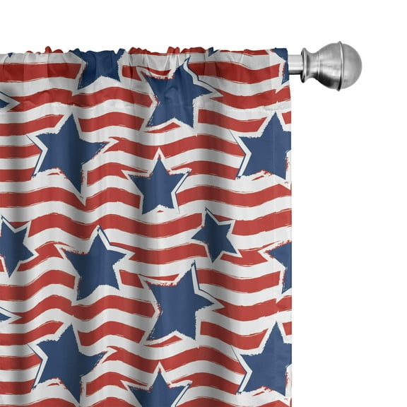 Ambesonne 4th of July Curtains, American Glory Design, Pair of 28"x84", Cobalt Blue Vermilion