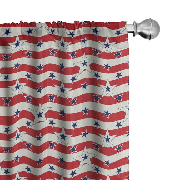 Ambesonne 4th of July Curtains, Stars of Freedom, Pair of 28"x63", Royal Blue Beige Red