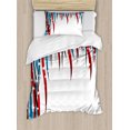thumbnail image 1 of Ambesonne 4th of July Duvet Cover Sets, Swirled Banners, 2-Twin, Red White and Navy Blue, 1 of 3
