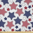 thumbnail image 1 of Ambesonne 4th of July Fabric by the Yard Microfiber, Grunge Pattern USA, 3 Yards, Ruby Violet Blue White, 1 of 2