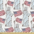 thumbnail image 1 of Ambesonne 4th of July Fabric by the Yard Upholstery, Free World, 1 Yard, Pale Blue Red Blue, 1 of 4