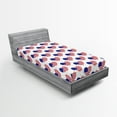 thumbnail image 1 of Ambesonne 4th of July Fitted Sheet, Heart Shaped Flags, Twin XL Size, Red White and Navy Blue, 1 of 3