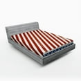thumbnail image 1 of Ambesonne 4th of July Fitted Sheet, Old Glory Stripes, Queen Size, Beige Navy Blue Ruby, 1 of 3