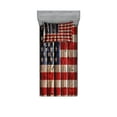 thumbnail image 1 of Ambesonne 4th of July Fitted Sheet & Pillow Sham Set, Rustic Flag Design, Twinxl, Vermilion Navy Blue, 1 of 2