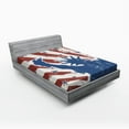 thumbnail image 1 of Ambesonne 4th of July Fitted Sheet, Sketch Design, Full Size, Beige Navy Blue Ruby, 1 of 2