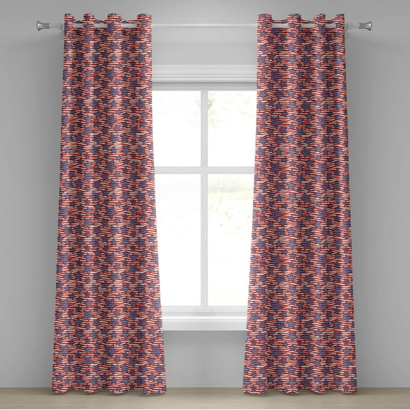 Ambesonne 4th of July Grommet Curtain, Flag of America, 50" x 84", Red White Violet Blue