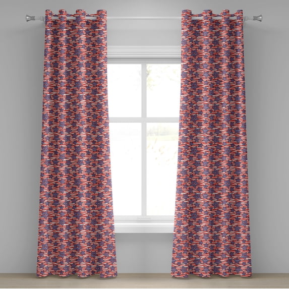 Ambesonne 4th of July Grommet Curtain, Flag of America, 50" x 84", Red White Violet Blue