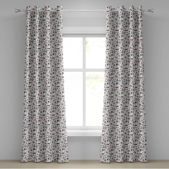 Ambesonne 4th of July Grommet Curtain, USA, 50" x 84", Red White Blue