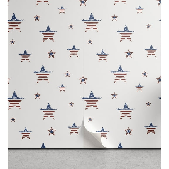 Ambesonne 4th of July Peel & Stick Wallpaper for Home, Patriotic Pattern, 13"x100", Multicolor