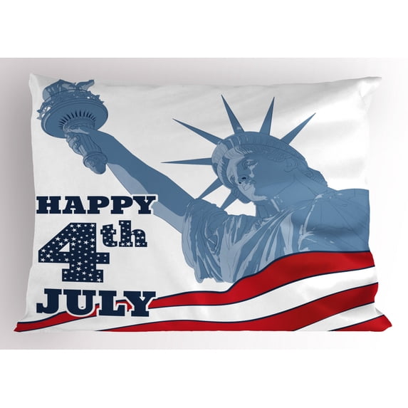 Ambesonne 4th of July Pillow Sham, Lady Liberty Design, 36" X 20", Multicolor
