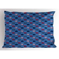 thumbnail image 1 of Ambesonne 4th of July Pillow Sham, Patriot Motifs, 26" X 20", Azure Blue Magenta, 1 of 2