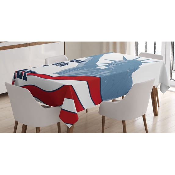 Ambesonne 4th of July Tablecloth Rectangular Table Cover, Lady Liberty Design, 60"x90", Multicolor