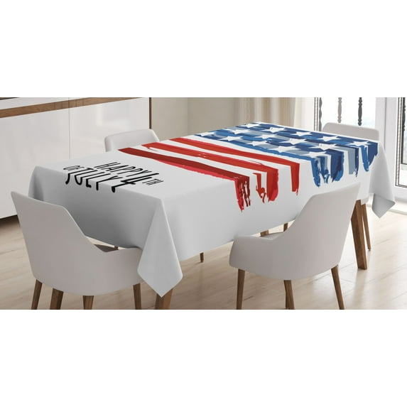 Ambesonne 4th of July Tablecloth Rectangular Table Cover, US Flag, 60"x84", Multicolor