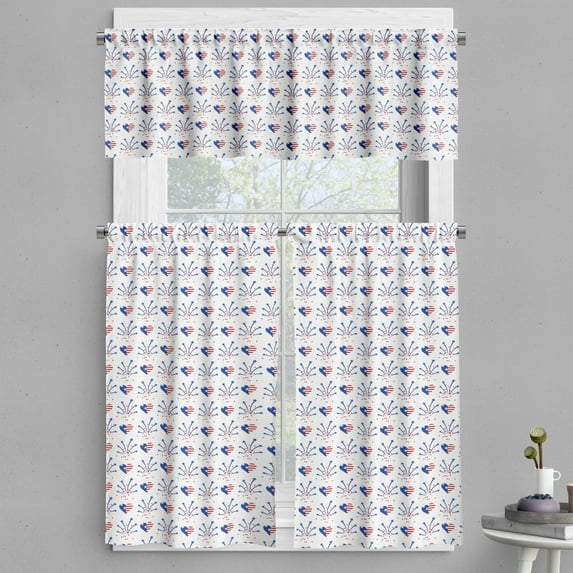 Ambesonne 4th of July Valance & Curtain, Freedom of USA, 55"x45", Red Royal Blue