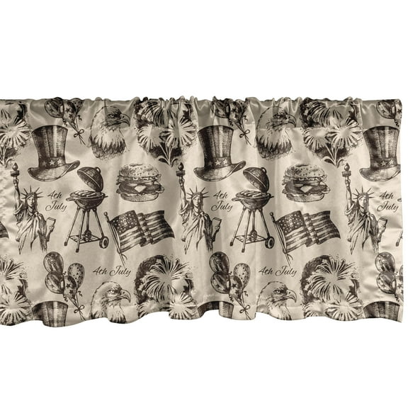 Ambesonne 4th of July Valance Pack of 2, Uncle Sam Hat, 54"X12", Multicolor