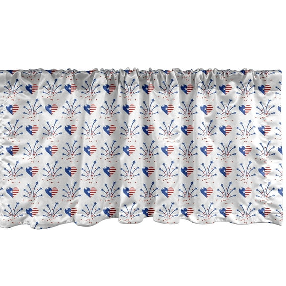 Ambesonne 4th of July Window Valance, Freedom of USA, 54" X 12", Red Royal Blue