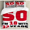 thumbnail image 1 of Ambesonne 50th Birthday Duvet Cover Sets, Feeling 18, 2-King, Red Black White, 1 of 2