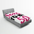 thumbnail image 1 of Ambesonne 50th Birthday Fitted Sheet, Being 50 Themed Text, Twin Size, White Black and Pink, 1 of 2