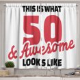 thumbnail image 1 of Ambesonne 50th Birthday Kitchen Curtains, 50 Years Warm Colors, 55"x39", Red Black White, 1 of 3