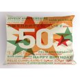 thumbnail image 1 of Ambesonne 50th Birthday Pillow Sham, Languages Celebration, 36" X 20", Green Red Orange, 1 of 2
