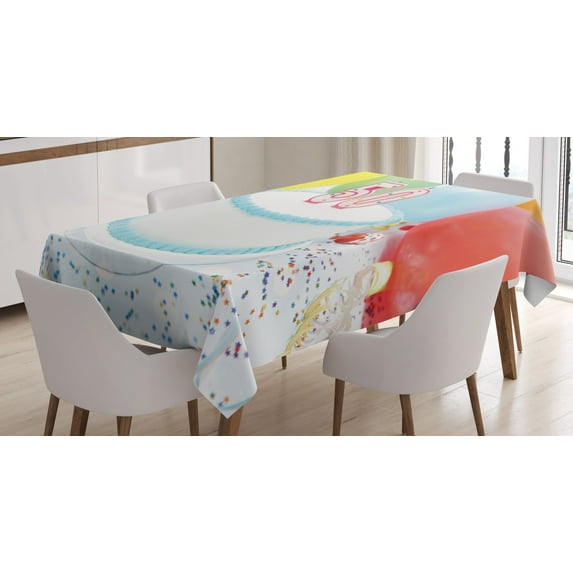 Ambesonne 50th Birthday Tablecloth Rectangular Table Cover, Age 50 Cake Party, 52"x70", Multicolor