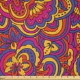 thumbnail image 1 of Ambesonne 60's Fabric by the Yard Microfiber, Psychedelic Style Flowers Art, 1 Yard, Magenta Scarlet and Vermilion, 1 of 1