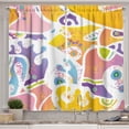 thumbnail image 1 of Ambesonne 60's Kitchen Curtains, Whimsical Shapes Splashes Art, 55"x39", Earth Yellow Pale Purple, 1 of 3
