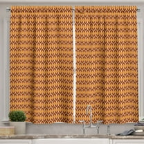 Ambesonne 70's Kitchen Curtains, Abstract Geometric Stripes Art, 55"x30", Apricot and Vermilion