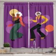 thumbnail image 1 of Ambesonne 70's Kitchen Curtains, Dancing Lady and Guy Retro Art, 55"x36", Purple and Hunter Green, 1 of 3