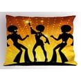 thumbnail image 1 of Ambesonne 70s Party Pillow Sham, Dancing Afro People, 26" X 20", Orange Yellow Black, 1 of 2