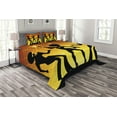 thumbnail image 1 of Ambesonne 70s Party Quilted Bedspread Set 3 Pcs, Dancing Afro People, King Size, Orange Yellow Black, 1 of 3