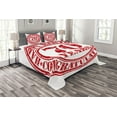 thumbnail image 1 of Ambesonne 70th Birthday Quilted Bedspread Set 3 Pcs, 70 Years Old Congrats, King Size, White Red, 1 of 3