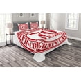 thumbnail image 1 of Ambesonne 70th Birthday Quilted Bedspread Set 3 Pcs, 70 Years Old Congrats, Queen Size, White Red, 1 of 3
