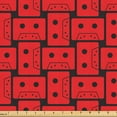 thumbnail image 1 of Ambesonne 80's Fabric by the Yard Upholstery, Cartoon Cassettes Drawing Art, 2 Yards, Dark Coral Charcoal Grey, 1 of 5