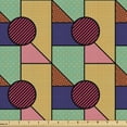 thumbnail image 1 of Ambesonne 80's Fabric by the Yard Upholstery, Geometric Shapes Stars Zigzags, 10 Yards, Dark Indigo and Sea Green, 1 of 5