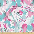 thumbnail image 1 of Ambesonne 90's Fabric by the Yard Upholstery, Retro Brush Strokes Dots Lines, 2 Yards, Pink and Pale Sky Blue, 1 of 1