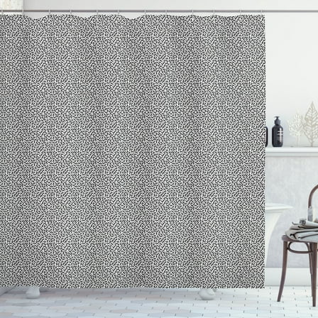 Ambesonne 90's Shower Curtain, Retro Black Curves and Dots, 69"Wx75"L, Charcoal Grey and White