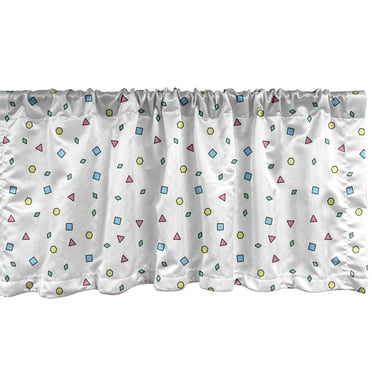 Ambesonne 90s Window Valance, Colorful Geometric Shape, 54" X 18", Blue Green