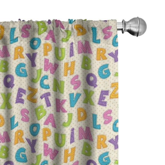 Ambesonne ABC Curtains, Letters Alphabet ABC, Pair of 28"x84", Multicolor