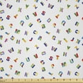 thumbnail image 1 of Ambesonne ABC Theme Fabric by the Yard Microfiber, Cartoon Alphabet Print, 5 Yards, Multicolour, 1 of 4