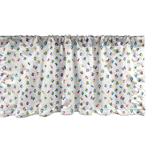 Ambesonne ABC Theme Window Valance, Cartoon Alphabet Print, 42" x 12", Multicolour