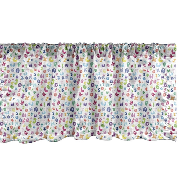 Ambesonne ABC Window Valance, Bubble Letters Doodle Fun, 42" x 18", Multicolor