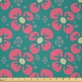 thumbnail image 1 of Ambesonne Aboriginal Fabric by the Yard Microfiber, Ethnic Flowers Ornament, 5 Yards, Dried Rose Teal Coral, 1 of 2