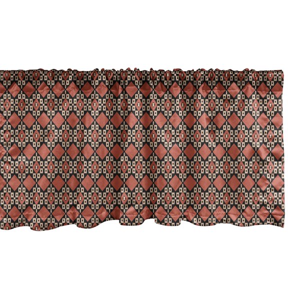 Ambesonne Aboriginal Valance Pack of 2, Traditional Squares Art, 54"X12", Dark Salmon and Chocolate