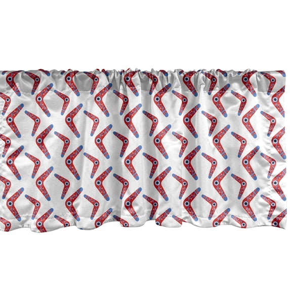 Ambesonne Aboriginal Window Valance, Boomerang Motif, 42" x 12", Vermilion Multicolor
