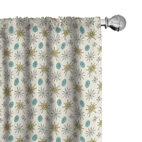 Ambesonne Abstract Window Curtains, Atomic Pastel Ornaments, Each 28" W x 95" L, Khaki Turquoise Ivory