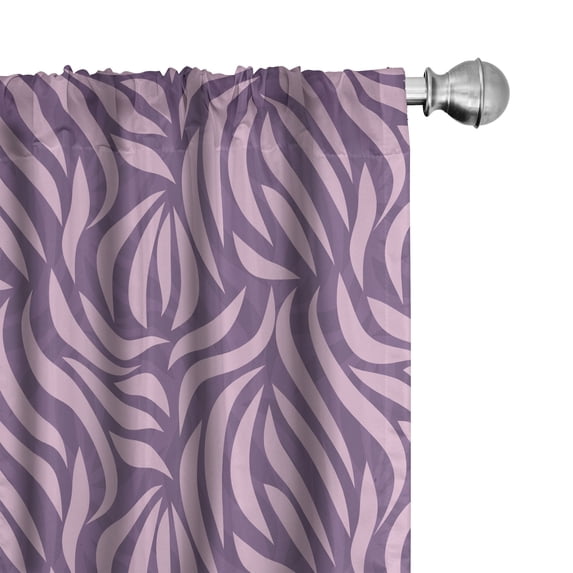 Ambesonne Abstract Window Curtains, Bicolour Tropical Jungle, Each 28" W x 63" L, Pale Pink Pale Purple