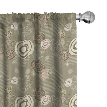 Ambesonne Abstract 4-Panel Curtains, Circles and Lines, 56"x63", Sage Green Brown Blush
