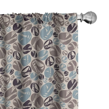 Ambesonne Abstract 4-Panel Curtains, Circles with Dots Lines, 56"x95", Dark Taupe Grey and Blue