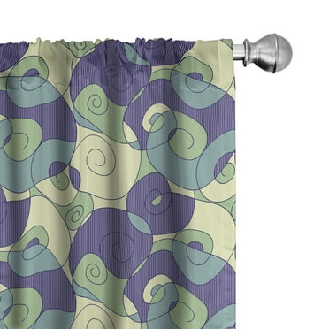 Ambesonne Abstract 4-Panel Curtains, Classic Geometry Spiral, 56"x95", Indigo Green